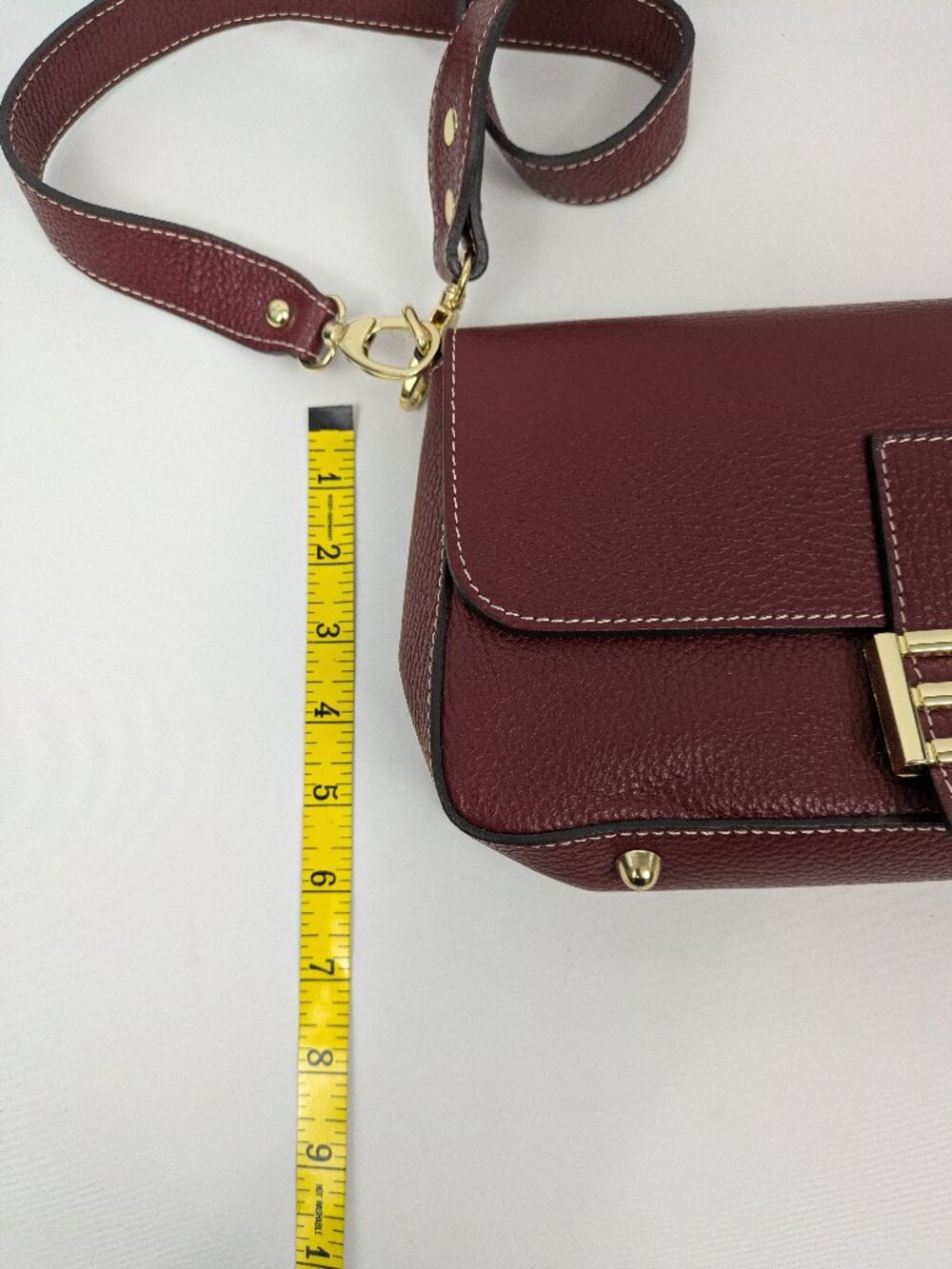 Divina Firenze genuine Italian leather Crossbody Flap Baguette - Picture 10 of 12